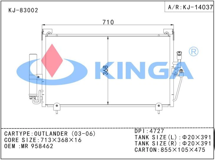 Car Condenser For Mitsubishi Outlander 2003-2006 Mr958462