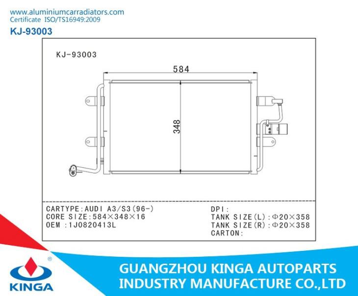AC System Auto Condenser For Audi A3 / S3 Year 1996
