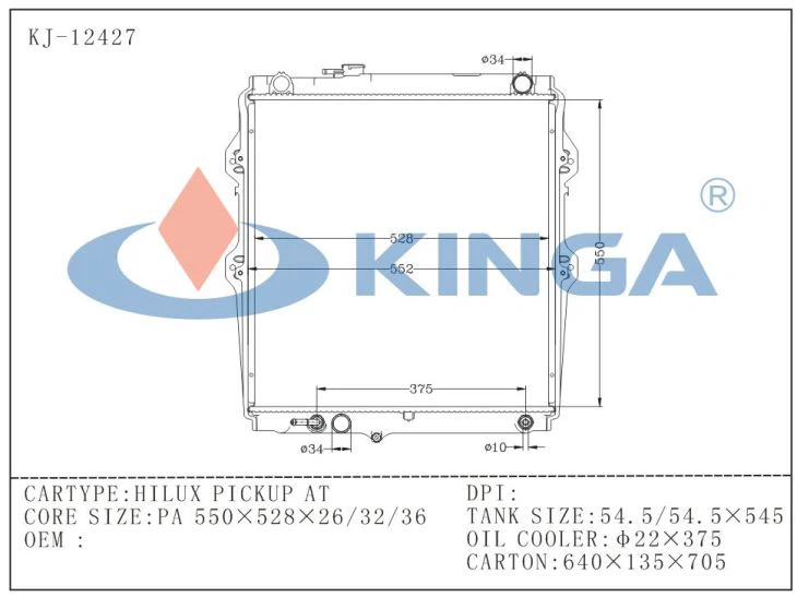 AUTO RADIATOR FOR TOYOTA HILUX FICKUP AT