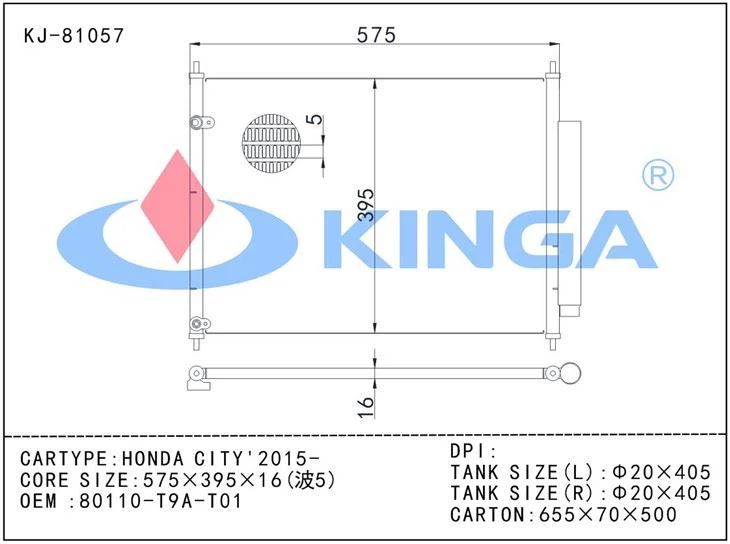 HONDA CONDENSER FOR CITY 2015 WITH OEM 80110-T9A-T01